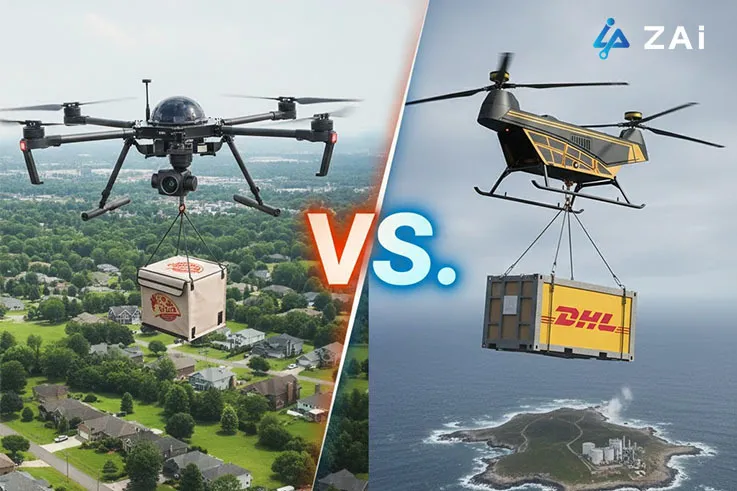 Comparaison des solutions de drones de livraison vs solutions de drones de fret industriel