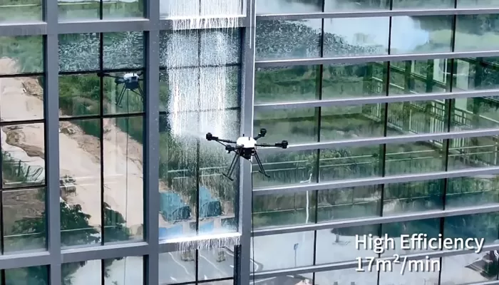 ZAi-MX15 Drone de nettoyage haute tension à panneaux solaires pour le nettoyage des murs et fenêtres des immeubles de grande hauteur